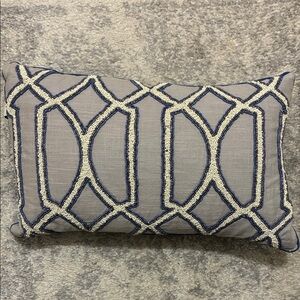 Geometric Blue and Cream Accent Pillow